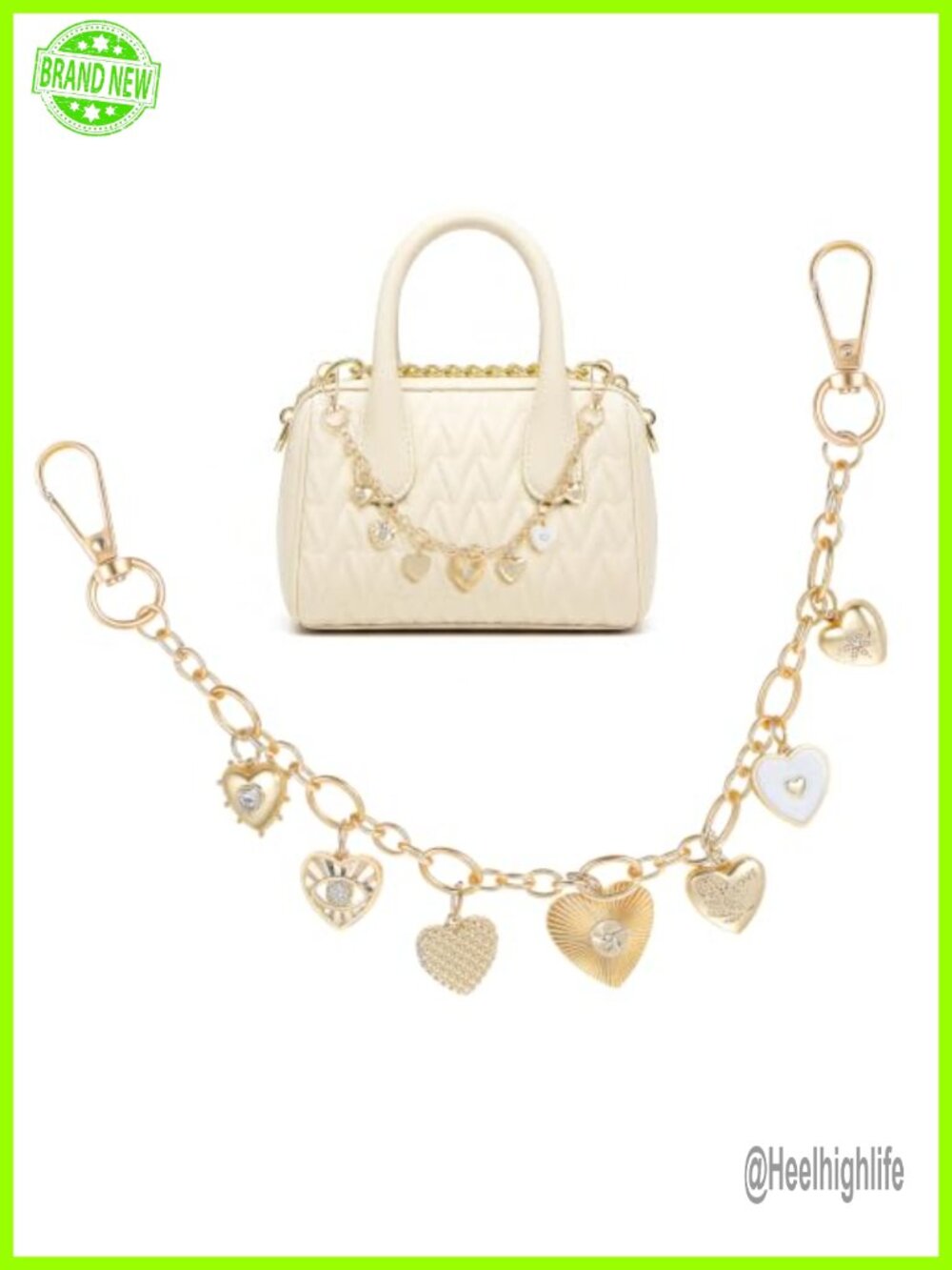 Gold Bag Charm Chain Heart Charms Purse Wallet Accessory